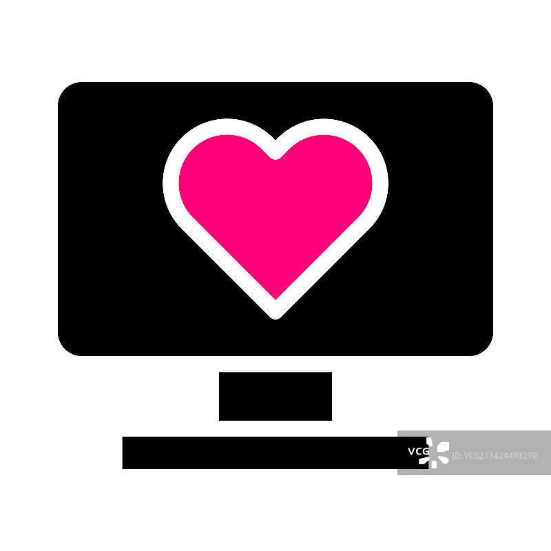 电视图标，实心黑粉情人节风格图片素材