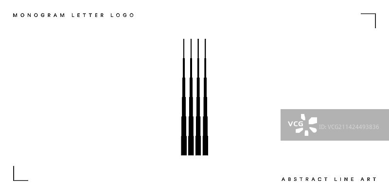 抽象线条艺术字母I花押字logo图片素材