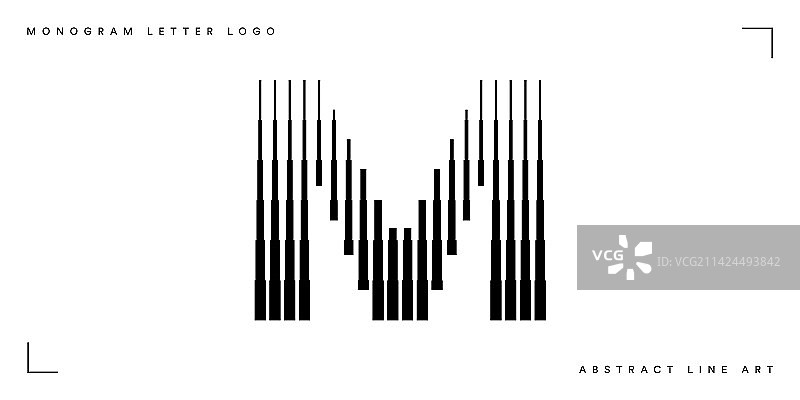 抽象线条艺术字母M花押字标志图片素材