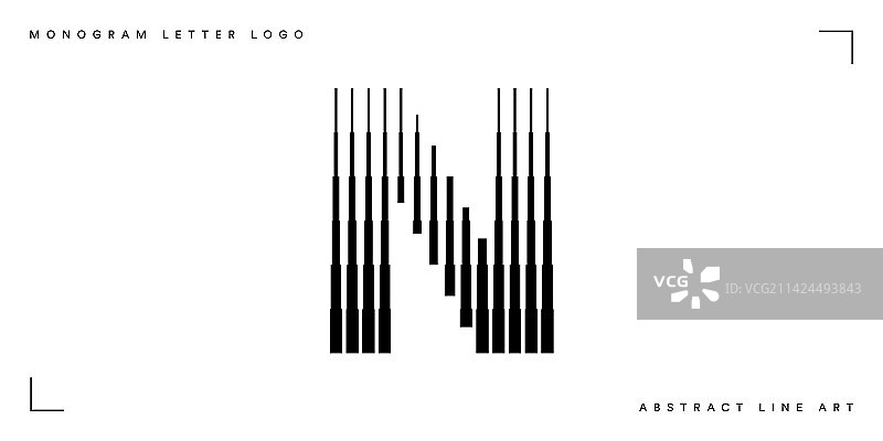 抽象线条艺术字母N花押字标志图片素材