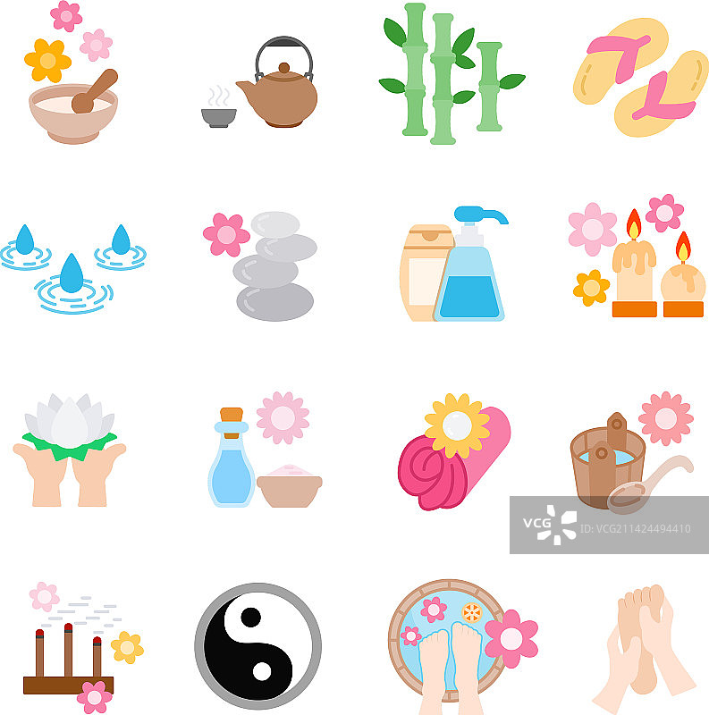 美容程序图标集SPA扁平图标图片素材