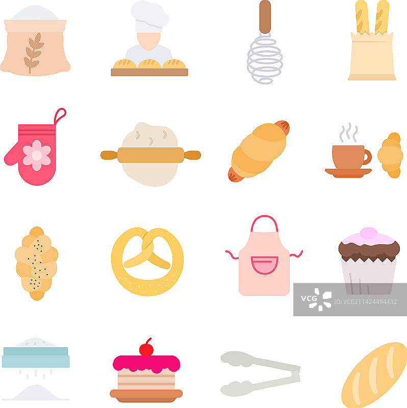 烘焙产品和面包图标配件合集图片素材