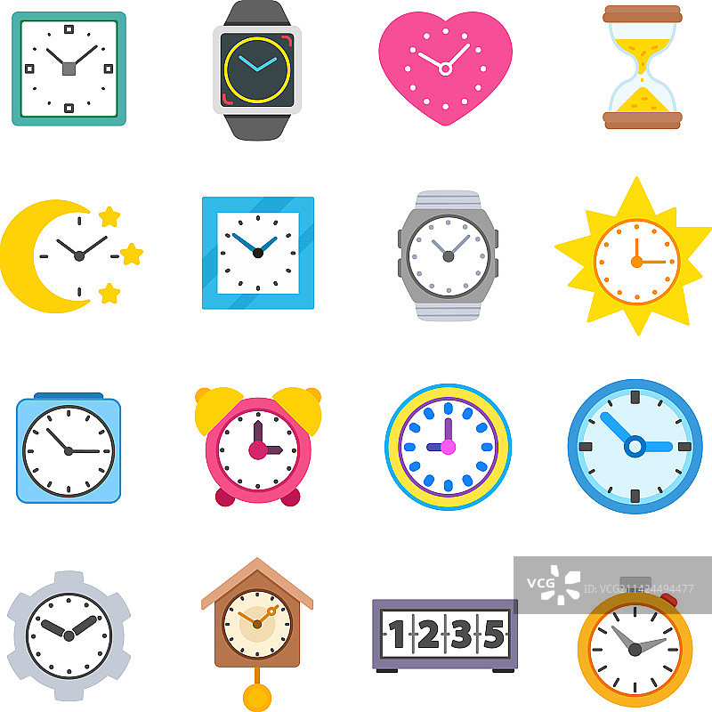 时钟图标，包括挂钟和台钟图片素材