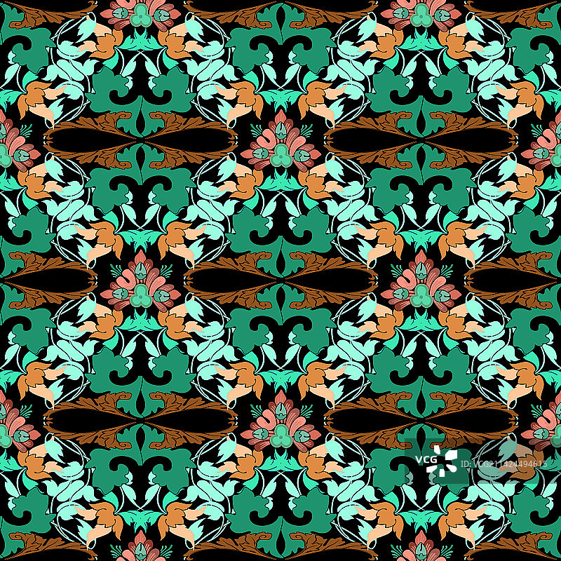复古巴洛克风格花卉无缝图案图片素材