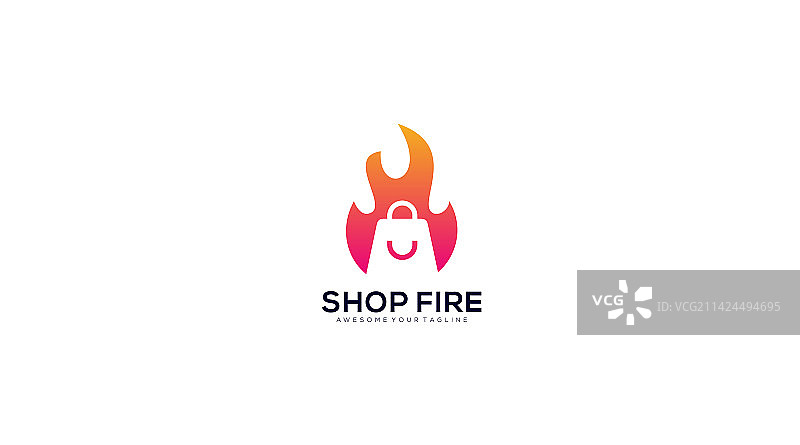 购物袋火焰标志设计图片素材