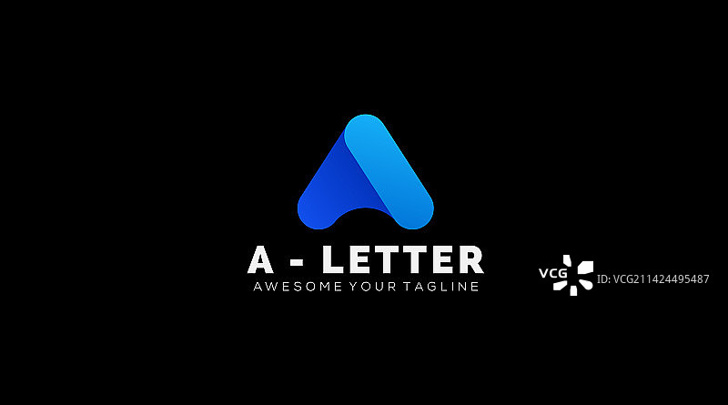 蓝色渐变现代字母A标志设计图片素材