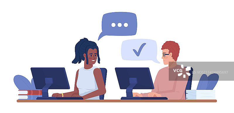 在开放式办公室工作的年轻员工图片素材