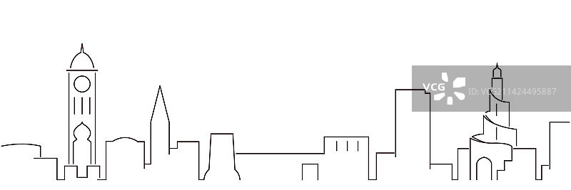 多哈深色简约天际线图片素材