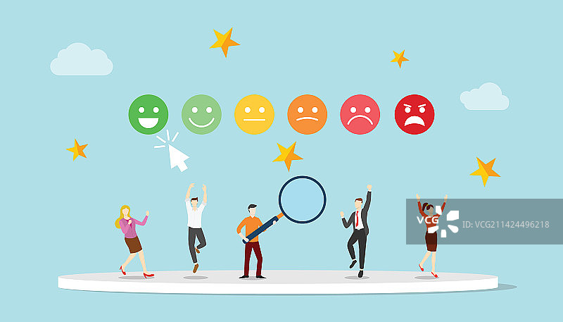 带团队的微笑评分分析图片素材