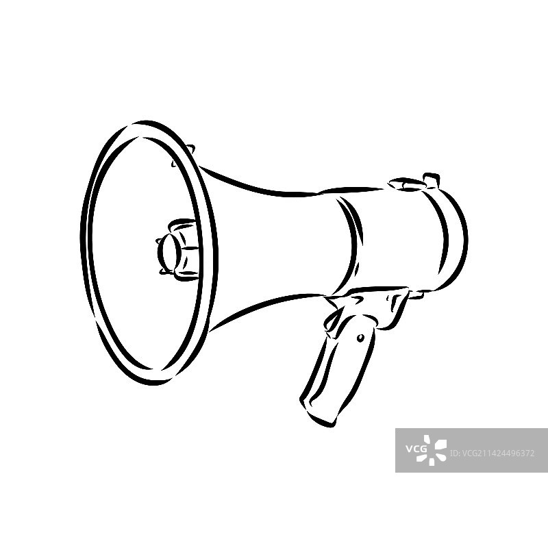 喇叭牛角手绘复古草图图片素材