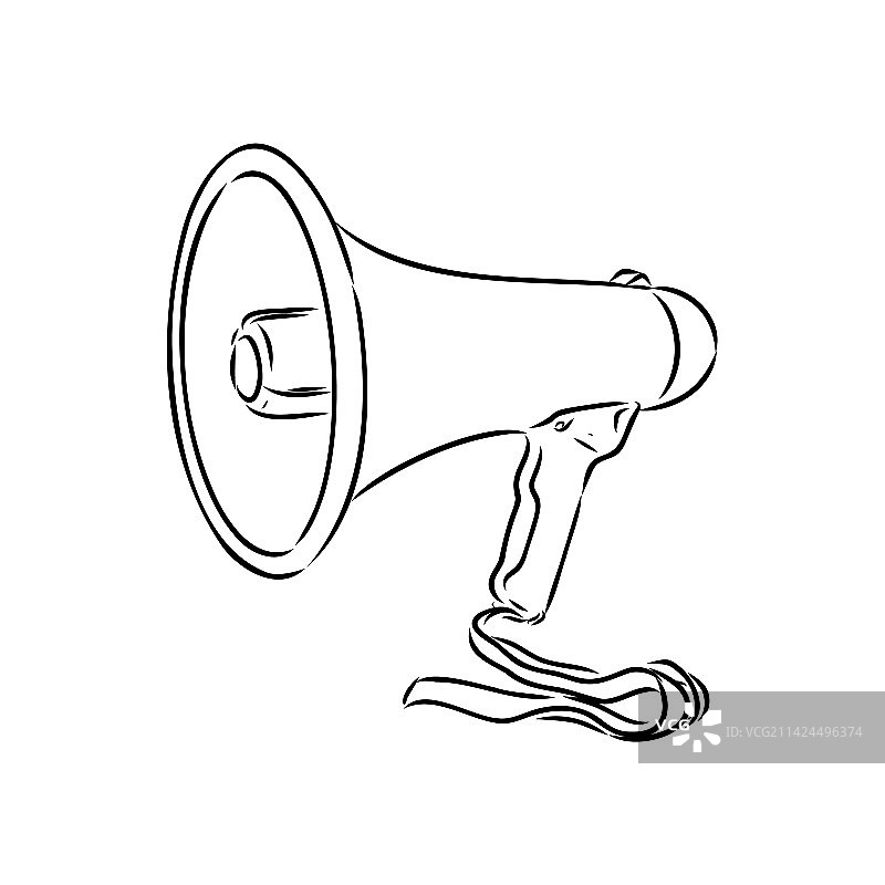 喇叭牛角手绘复古草图图片素材