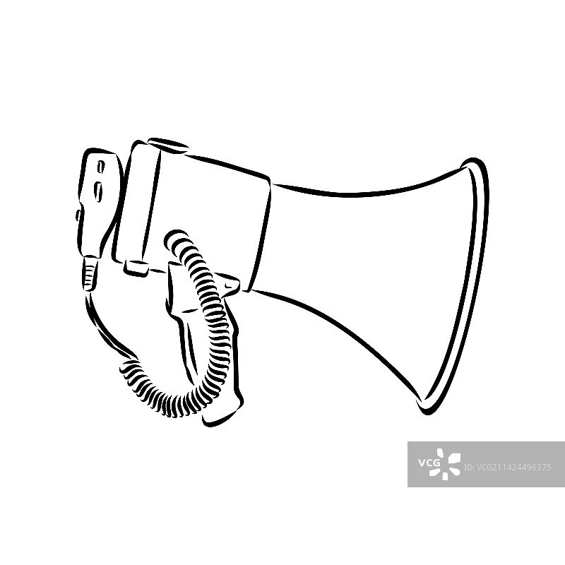 喇叭牛角手绘复古草图图片素材