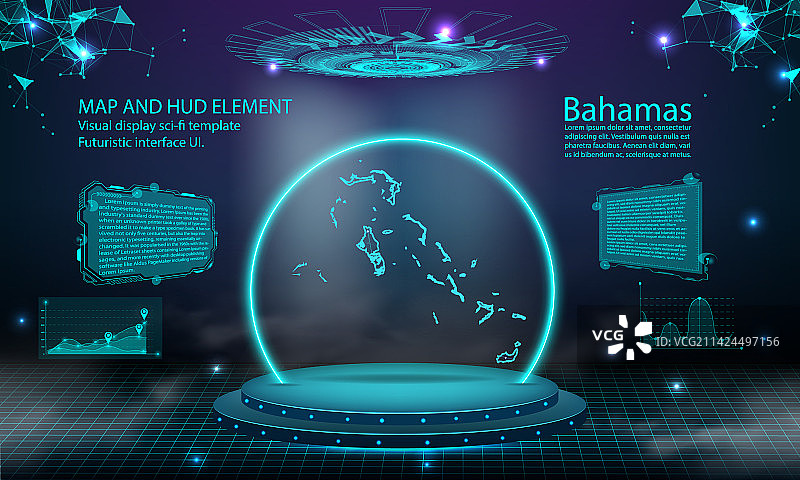巴哈马地图光效连接背景图片素材