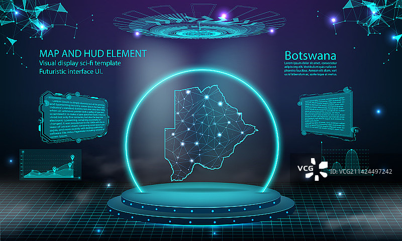 博茨瓦纳地图光效连接背景图片素材