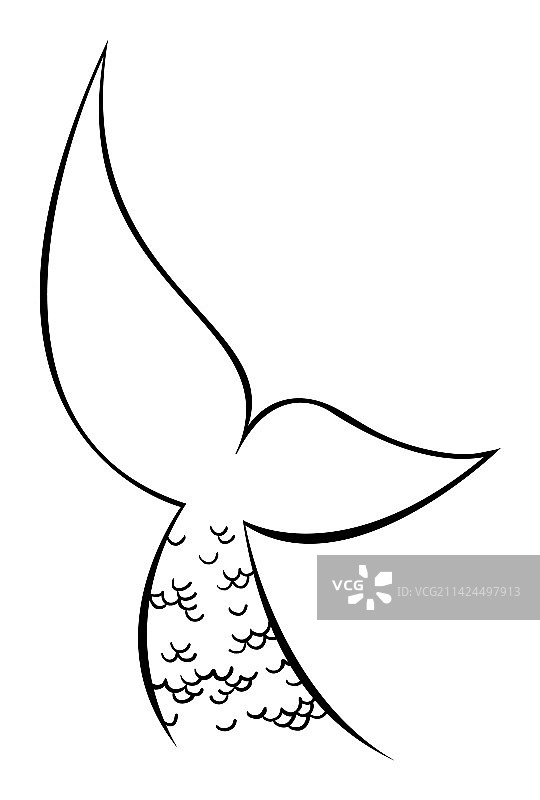 水彩美人鱼人鱼鱼尾单色图片素材