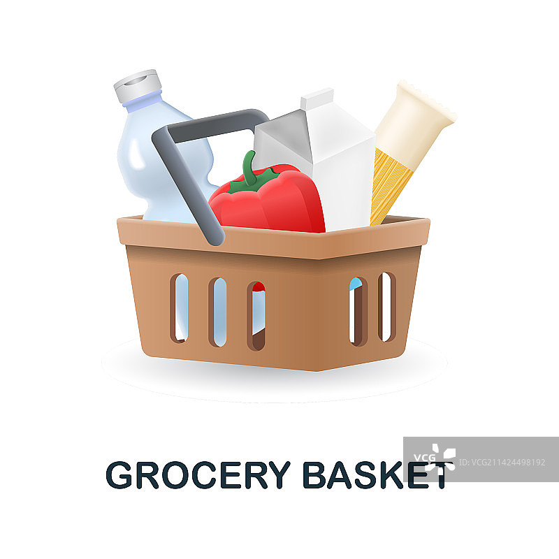 食品市场购物篮3D图标图片素材