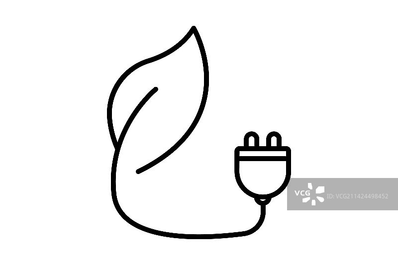 生物质能源图标：带电力的树叶图标图片素材
