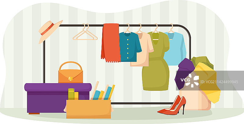 复古服装、鞋子和书籍促销图片素材