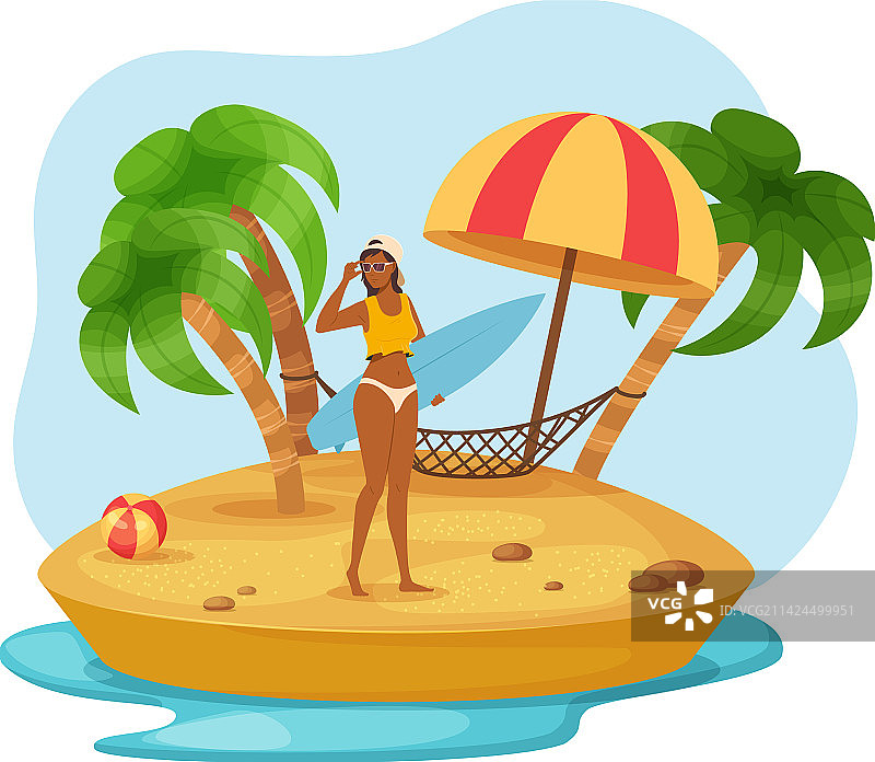 在热带地区日光浴的泳装美女图片素材