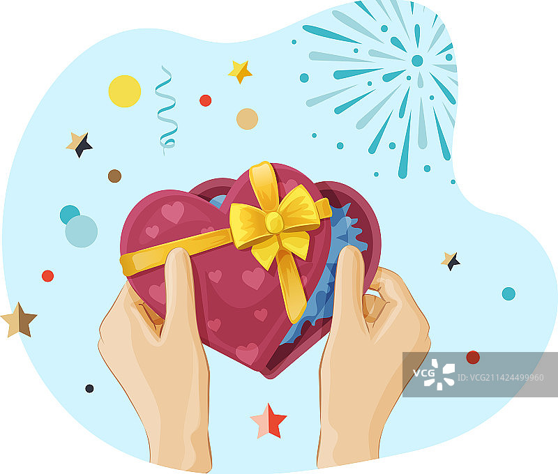 手持心形红色礼品盒图片素材
