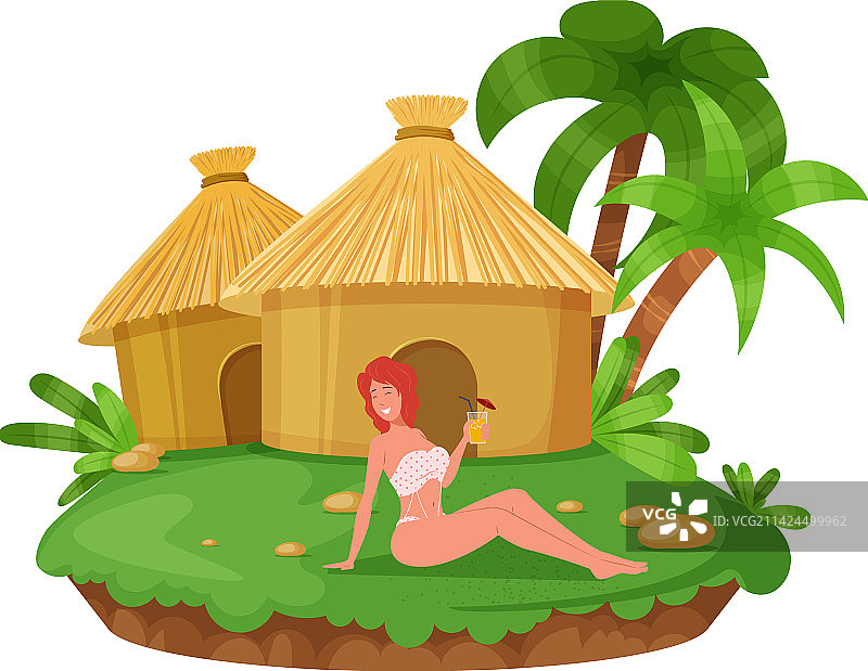 穿着泳衣的年轻漂亮女人坐着图片素材