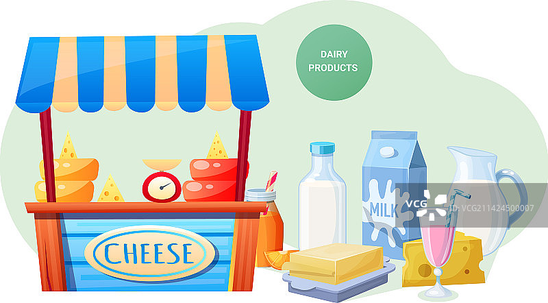 用于销售奶酪和乳制品的木制柜台图片素材