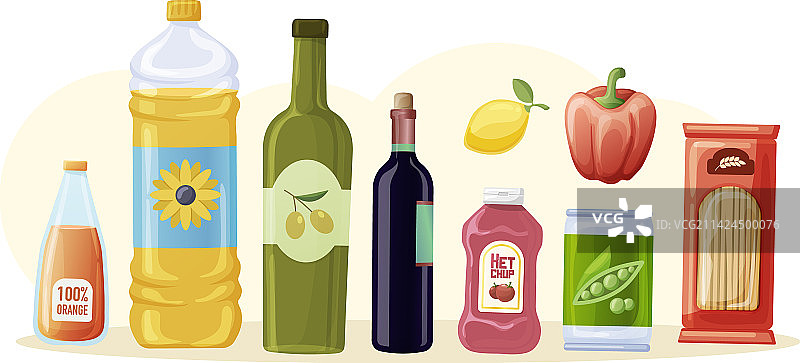 调味酱和调味品食品杂货产品套装图片素材