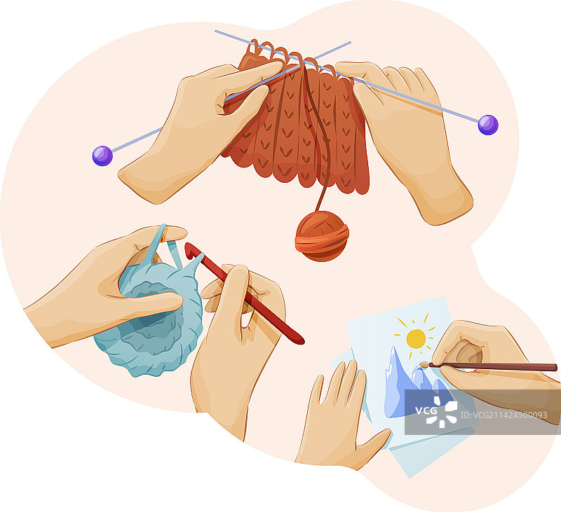 手工针织、钩针和绘画图片素材