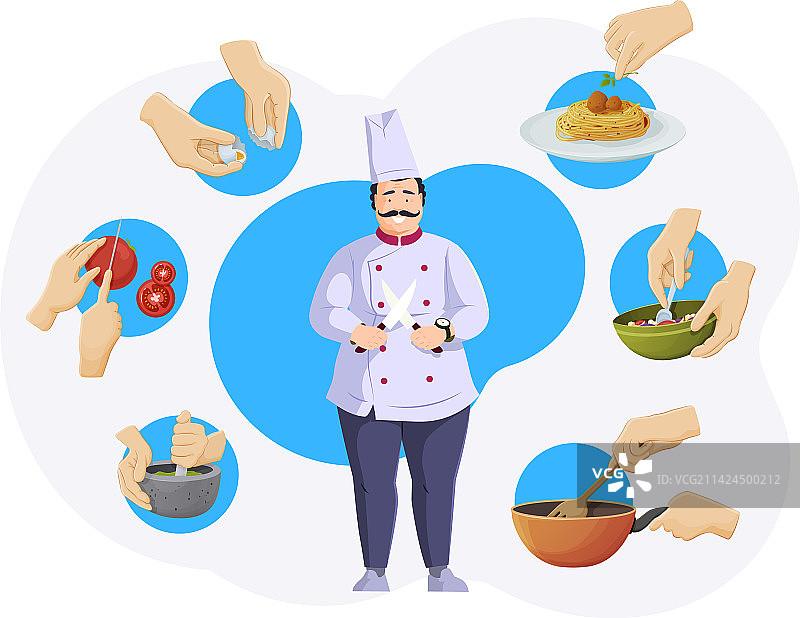 快乐女厨师手持烤肉拼盘图片素材