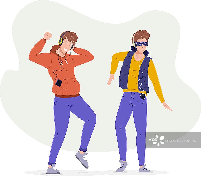 快乐的青少年男孩听音乐图片素材