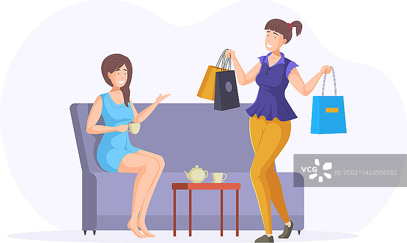 两个女性朋友见面喝咖啡图片素材