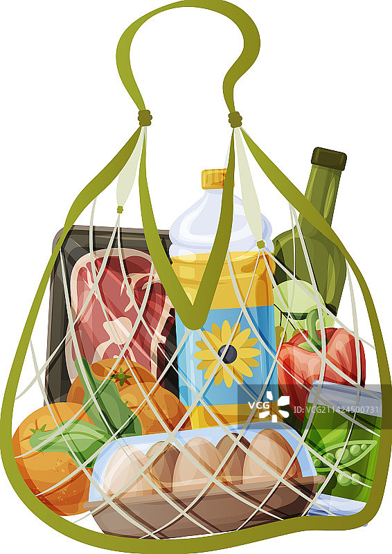 透明环保购物袋装满新鲜图片素材