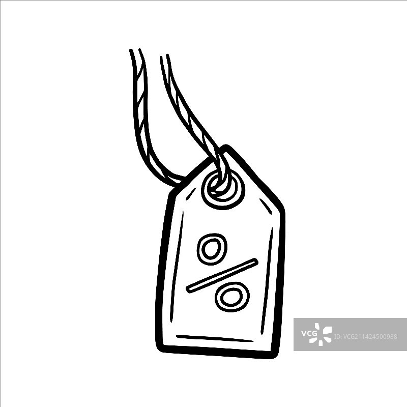 带百分比符号的绳子纸板标签图片素材
