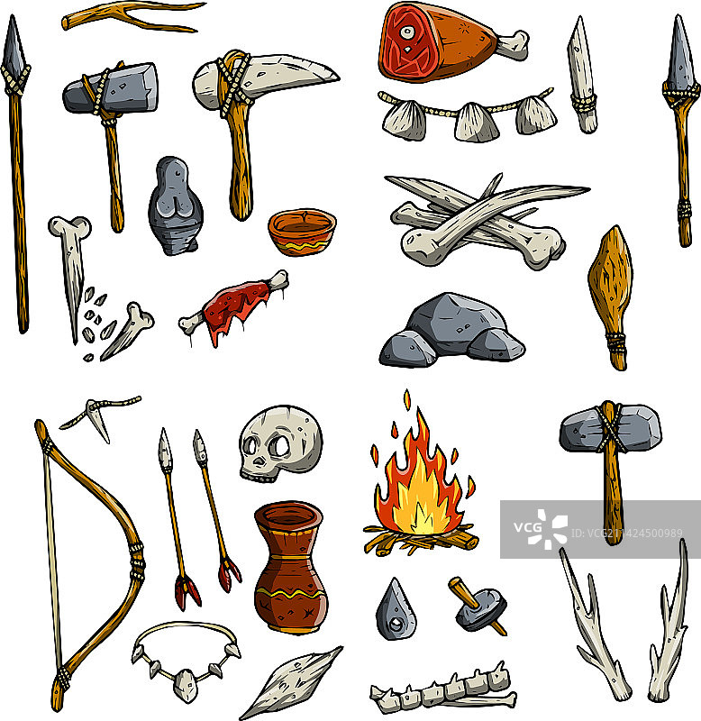 原始人和猎人用品图案合集图片素材