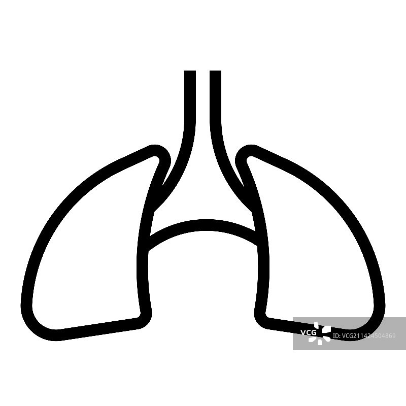 白色背景上的人体肺部线条图标图片素材