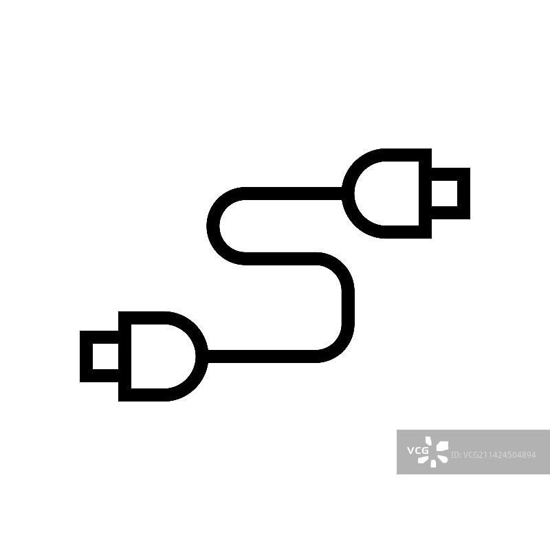 白色背景上的电缆图标线条图片素材