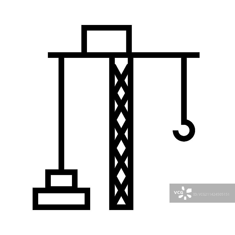 白色背景上的建筑起重机图标线条图片素材
