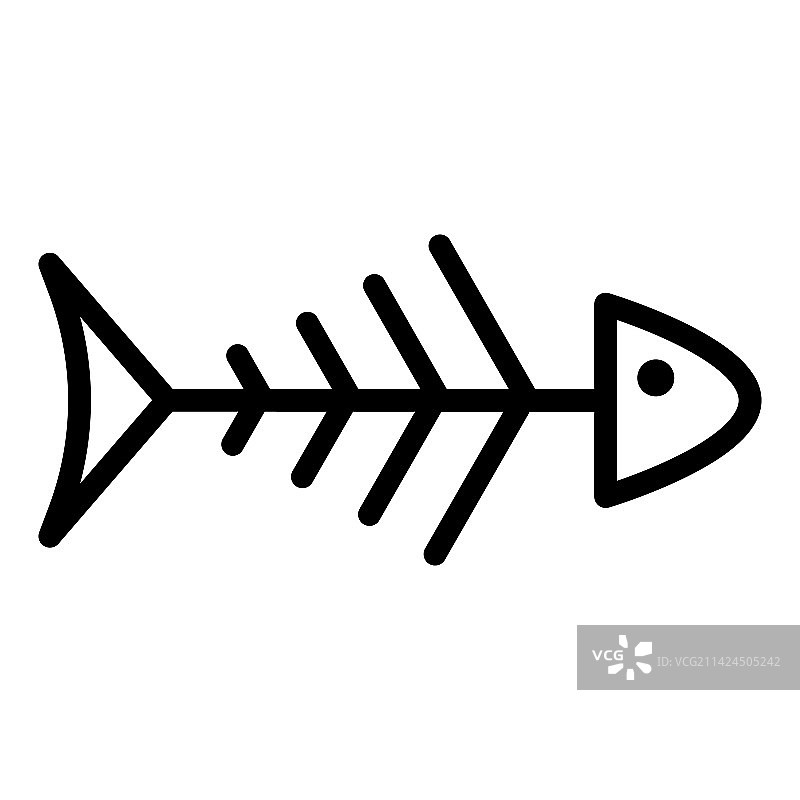 白色背景上的鱼骨线条图标图片素材