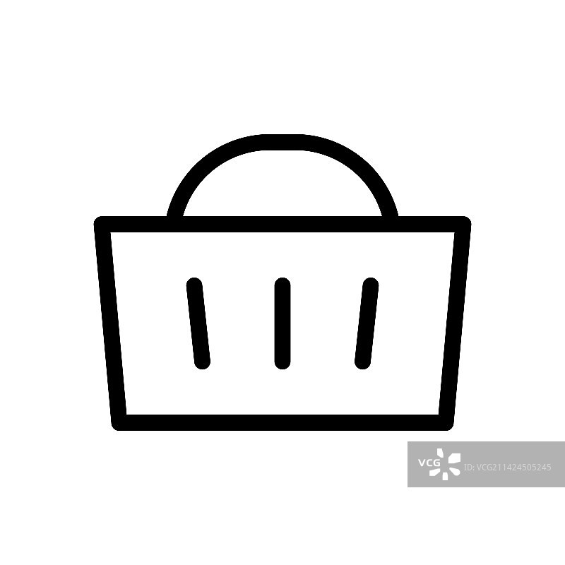 白色背景上隔离的商店购物篮图标线图片素材