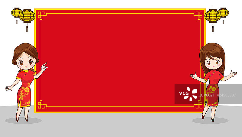 身穿中式旗袍的漂亮中国女孩图片素材