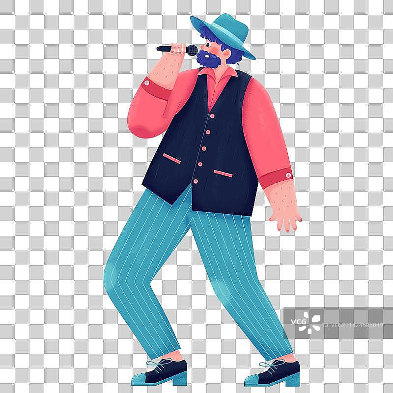 正在唱歌的男歌手扁平插画图片素材