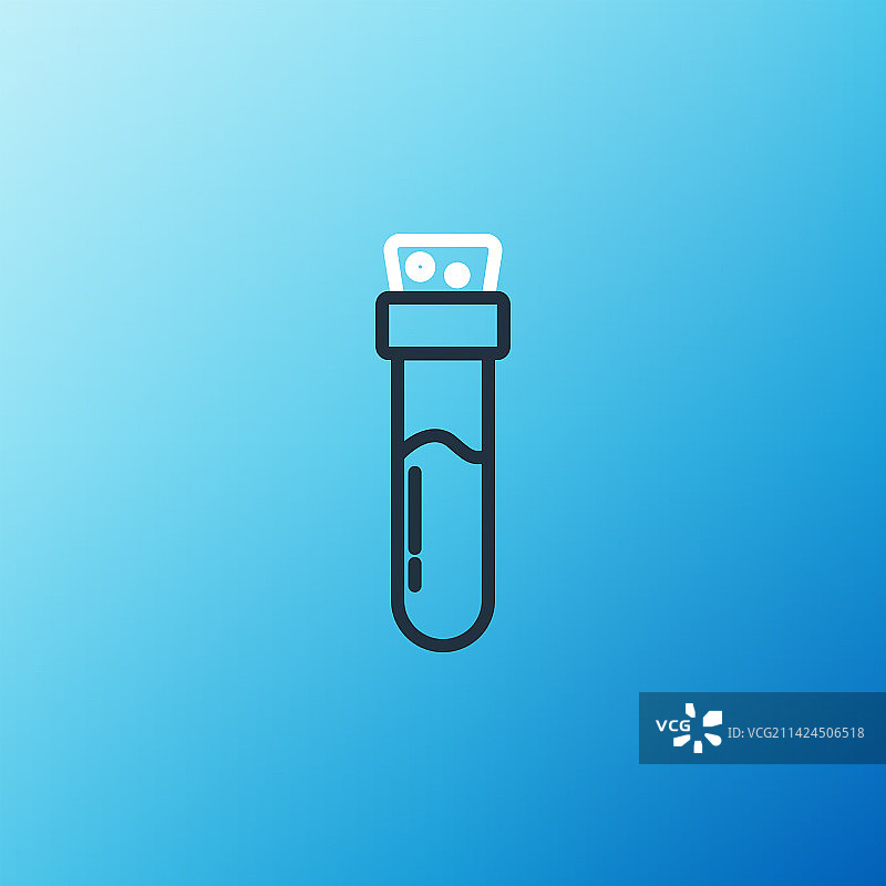 蓝色背景上的药剂瓶线条图标图片素材