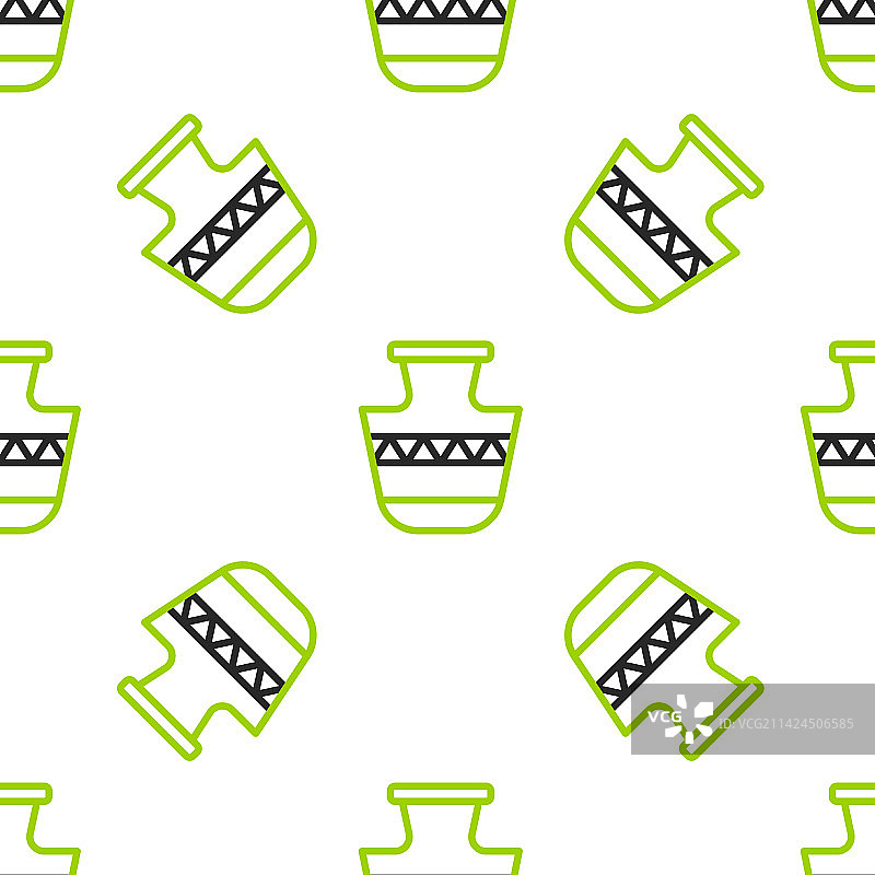 古代双耳瓶线条图标无缝图案图片素材