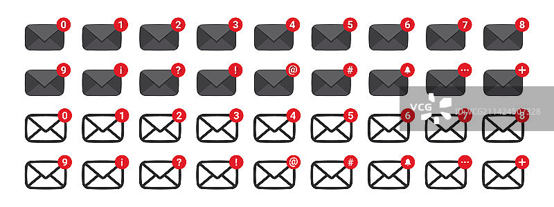 聊天消息信封邮件图标集图片素材