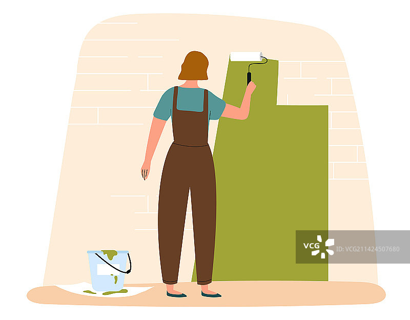 工人粉刷建筑物图片素材