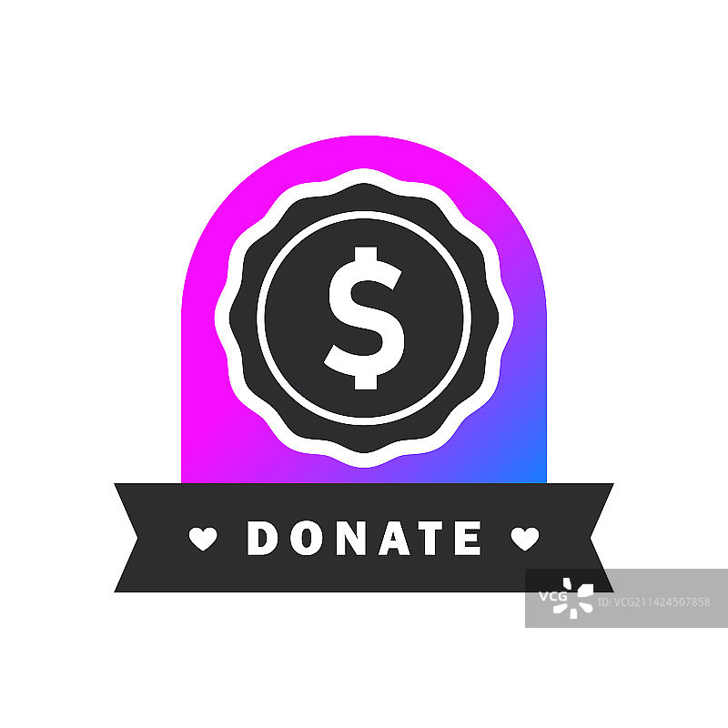 带有美元符号的捐赠徽章公益概念图片素材