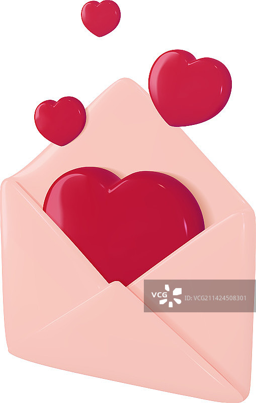 作为情人节或母亲节礼物的爱心信件邮件图片素材