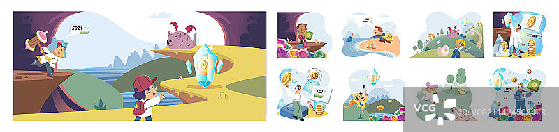 通过加密货币从游戏中获得力量的快乐男人图片素材