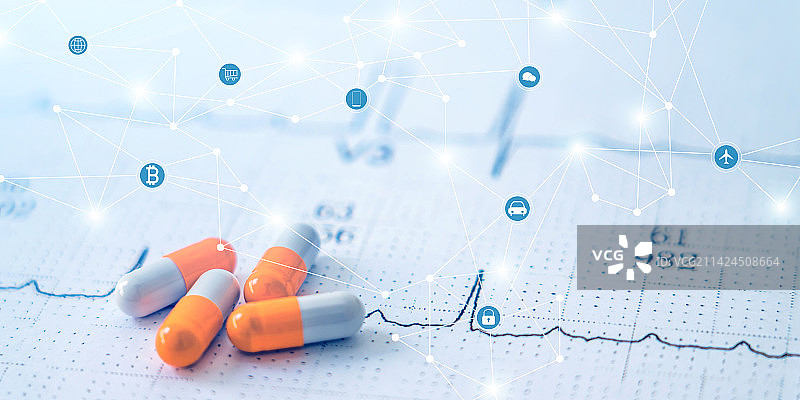 大数据和区块链技术应用于健康医疗领域概念图片素材