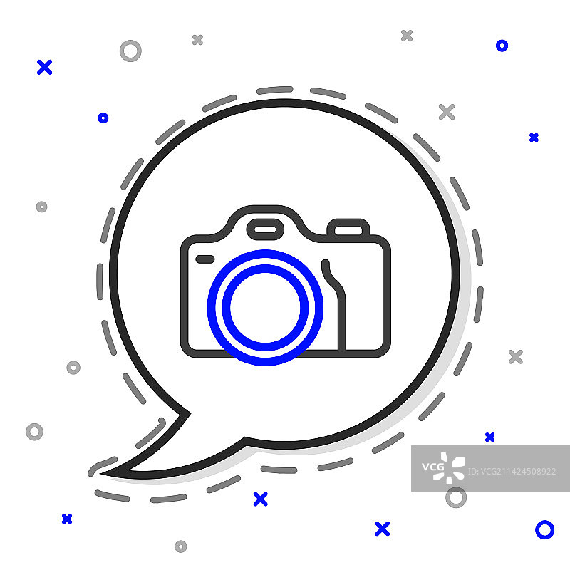 白色背景上的照相机线条图标图片素材